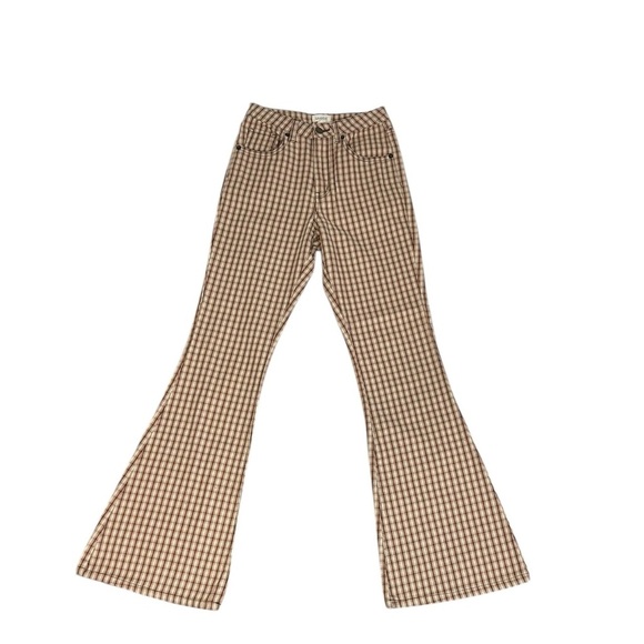 Ghana Wide Leg Flared Plaid Jeans Pants Bell Bottoms Size UK 6 US 2 High Waisted - Picture 13 of 13